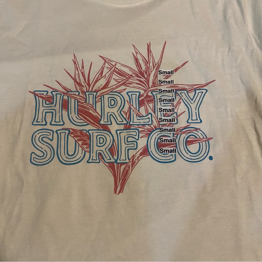 Hurley White Short-Sleeve Surf Co. Graphic Tee with Blue & Pink Print - Picture 3 of 4